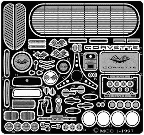 Model Car Garage 2109 1/25 '61 & '62 Chevy Corvette Photo Etched Detail Set - Picture 1 of 1