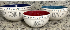 RARE Rae Dunn Patriotic Ceramic Mixing Bowls, Happy Fourth, Liberty, Freedom