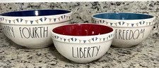 RARE Rae Dunn Patriotic Ceramic Mixing Bowls, Happy Fourth, Liberty, Freedom