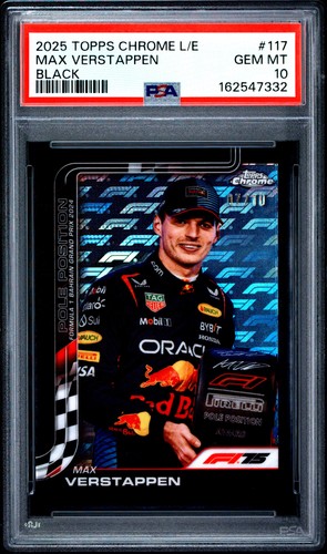 2025 TOPPS CHROME FORMULA 1 LOGOFRACTOR EDITION BLACK MAX VERSTAPPEN 7/10 PSA 10