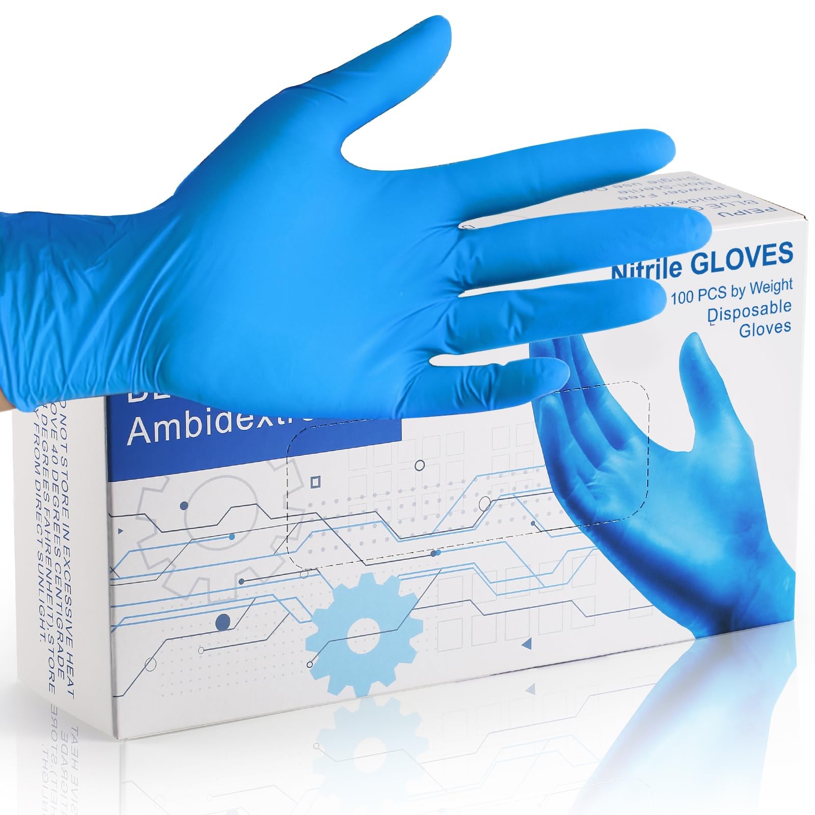 Nitrile Disposable Gloves Medium 100-Count 4 Mil Powder Free Clean