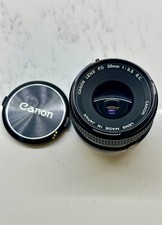 Canon FD 35mm f/3.5 S.C. Wide Angle Prime Camera Lens Silver Breech Lock & Case