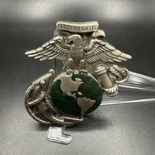 VINTAGE 1991 MARINE CORPS ARMED FORCES BELT BUCKLE "SEMPER FIDELIS" USA