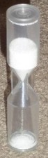 PLASTIC HOURGLASS WHITE SAND KITCHEN TIMER, 1 MINUTE