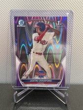JUSTIN CRAWFORD 2023 Bowman #BCP-3 Chrome 1st Purple Raywave Refractor /250