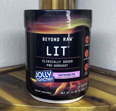 GNC Beyond Raw LIT 14.36 oz Pre-Workout Powder - Jolly Rancher Watermelon (30...