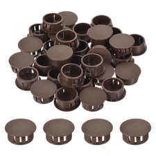 32Pcs 25mm Brown Nylon Plastic Round Locking Hole Plugs Insert End Caps