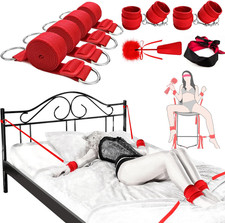Sex Bondage Bed Restraints BDSM Couple Sex Toy w/4 Straps Bondage Cuff Blindfold