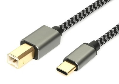 USB B auf C geflochtenes Druckerkabel 2.0, 1m Datenkabel, 480 1 Meter, schwarz 