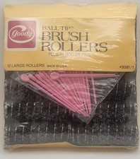 Vintage Goody 12 LARGE Ball Tip Brush Rollers 24 Roller Pins 1982 7/8" NEW