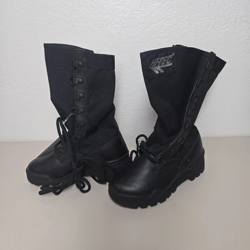 Botas de combate Hi-Tec Magnum Tanker para niños talla 12 Zapatos militares de cuero con cordones Foto 2 de 4