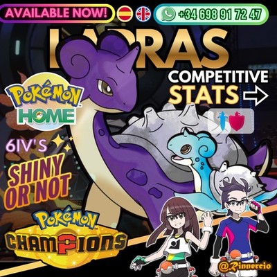 Lapras 6IVs Shiny Competitive VGC for Pokemon Champions and Home
