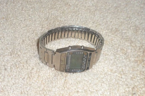 VINTAGE SEIKO A239-500AT WORLD TIME DIGITAL STAINLESS WATCH AS IS UNTESTED