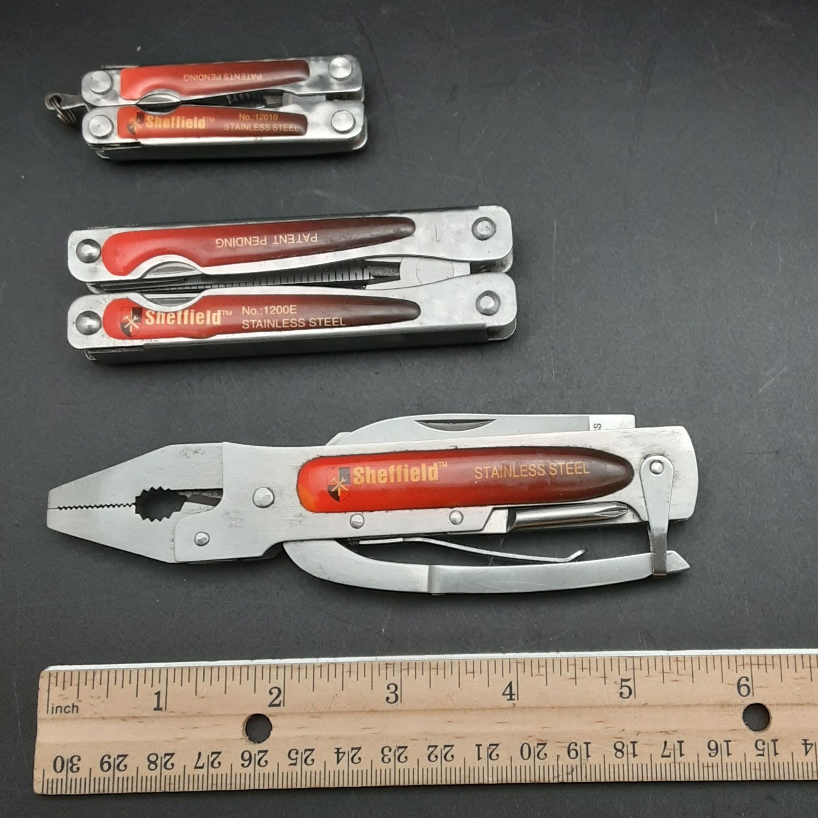 Set of 3, SHEFFIELD Multi-Tools/Folding Pocket Knives