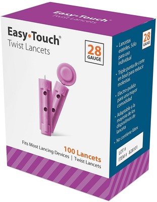 Easy Touch Twist Lancets Triple Bevel Cut Sterile Latex Free Single Use 100 ct