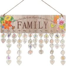 Wooden Family Birthday Reminder Tracker Calendar Board Wall Hanging Gifts