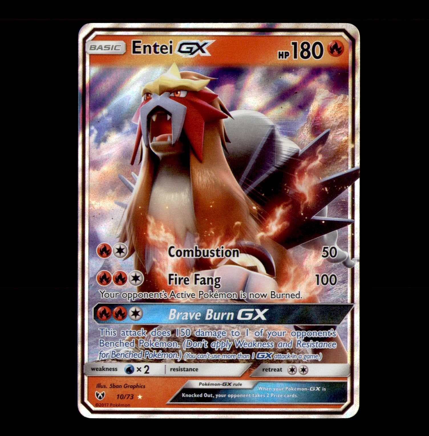 Entei GX 10/73 Holo Rare GX Shining Legends Pokemon NM