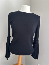 Banana Republic Women's Black Shirt Long with Ruffle Sleeves Size Medium