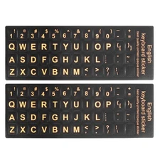 English Stickers, 2pcs Cover Style 2, Black Background Orange Lettering