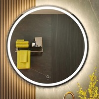 Led Badspiegel Mit Uhr Touch Beschlagfrei Beleuchtung Wandspiegel 60*60Cm Bad