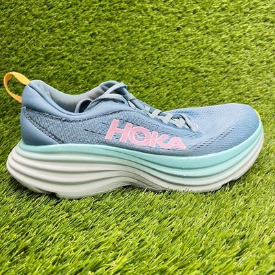 Hoka One One Bondi 8 Womens Size 6.5 Blue Pink Athletic Running Shoes Sneakers