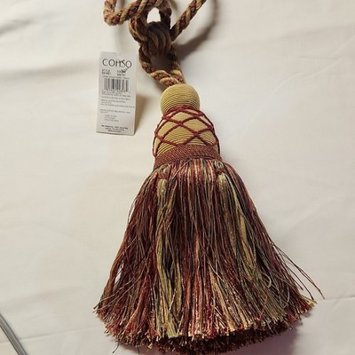 Conso Large Single Tassel Curtain Tie-Back Traditional Red/Gold/Green 021421
