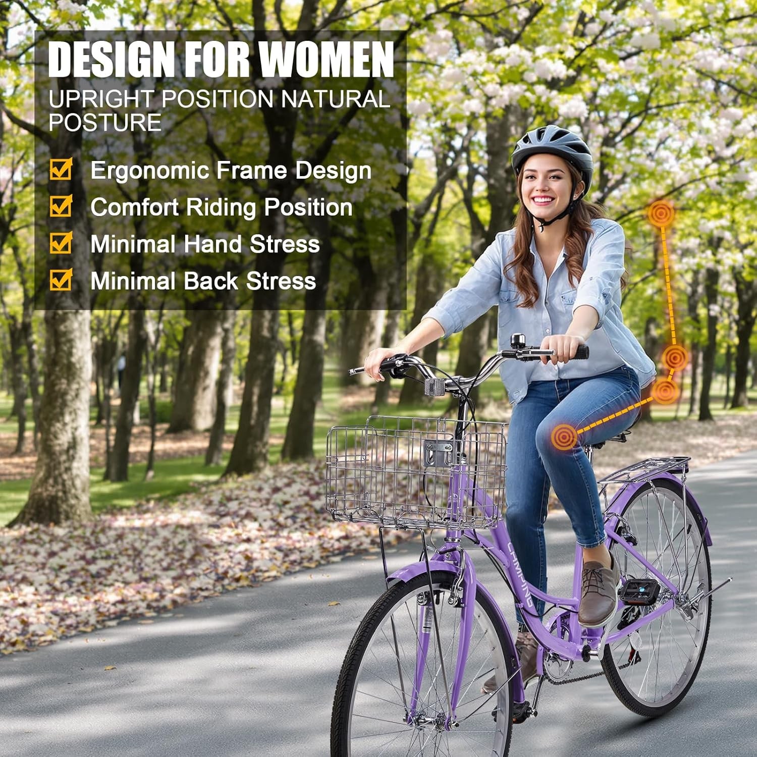 CamPingSurvivals Women Bike, 26 Inch Beach Cruiser Bike,7 Speed Commuter Bicycle