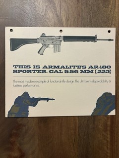 Original Armalite AR 180 Sporter Rifle cal. 5.56 mm Salesmans Flier EXCELLENT!