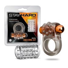 Blush Vibrating Cock Ring Set With Sleeve For Men Adult Sex Toy