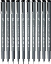 0.3 Mm Pigment Liner Fineliner Sketching Drawing Drafting Pens Pack Of 10