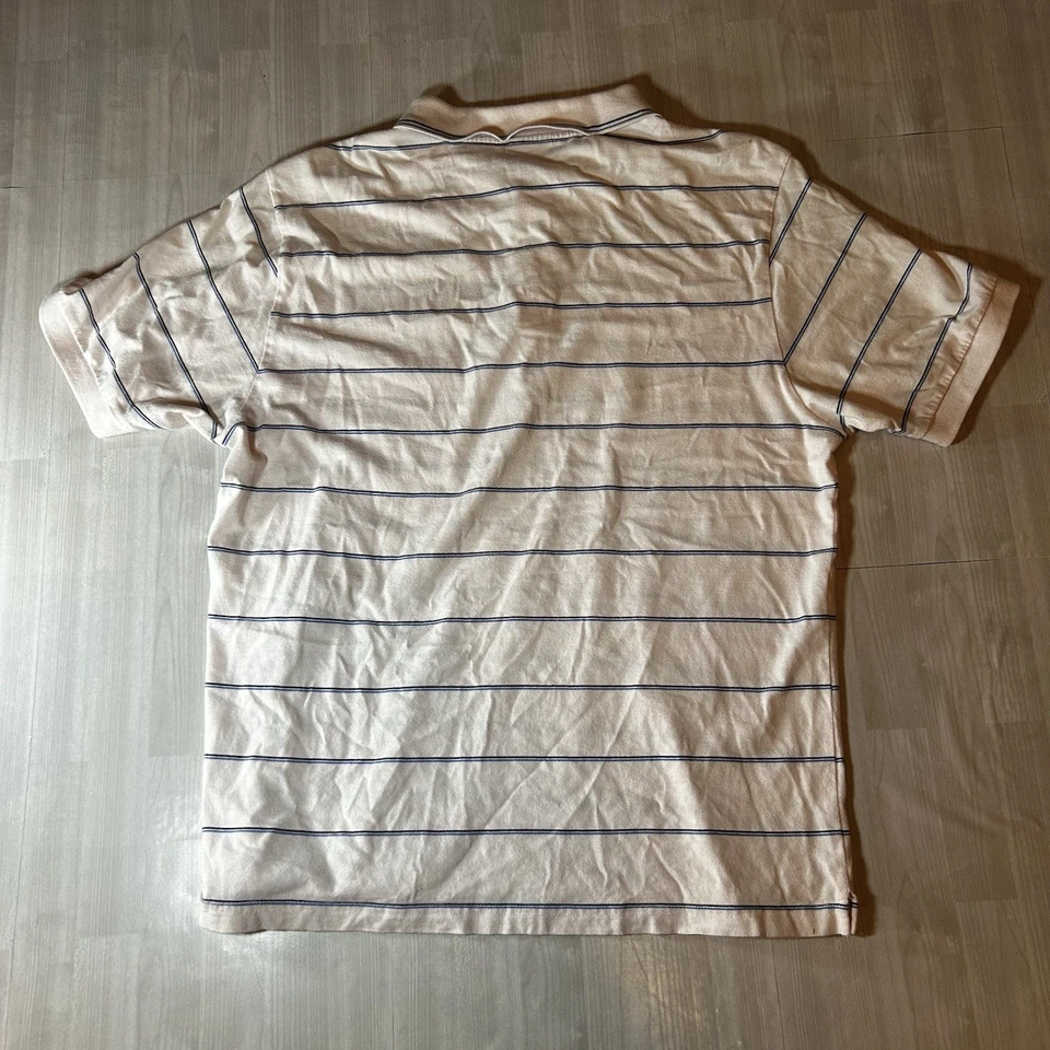 Polo listrado masculino Le Tigre The Classic. Branco/azul. Tamanho grande. - Imagem 4 de 4