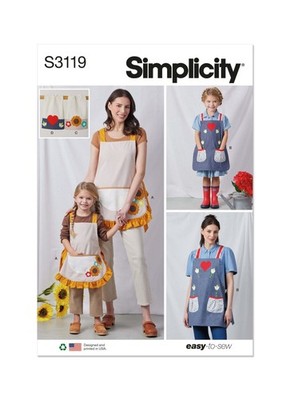 SIMPLICITY Schnittmuster 3119 Misses Mädchen Schürze, Accessoires Größen S-L/S-L