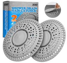 2 Pack Silicone Shower Drain Hair Catcher Cover for Flat Drains Bathroom Gray