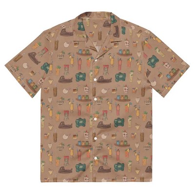 Trader Sam's Tiki Cocktails All-Over Print Hawaiian Shirt Collared Button Up