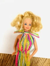 Barbie 1981 Magic Curl Fashion Doll Wearing Neon Dress Read