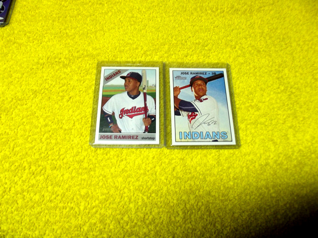2015 Topps Heritage INDIANS JOSE RAMIREZ #684 MT & 2016 Heritage #698 MT INDIANS