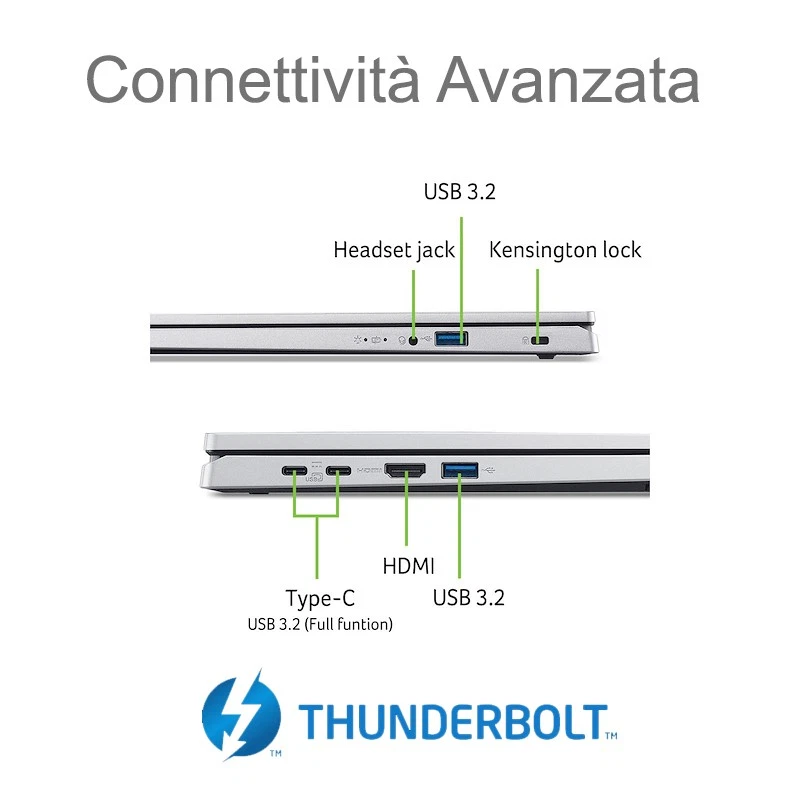 Notebook Acer Aspire Go 15.6" FHD i7-13620H 32GB RAM 1TB SSD Win11 Home Silver - Immagine 4 di 4