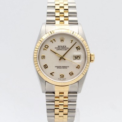 [2574] Rolex Datejust 36mm - 16233 Weiß Herrenuhr Sehr Gut Stahl Gold 1996