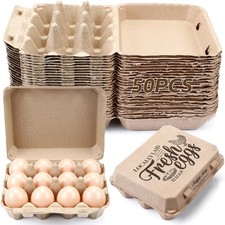 Sturdy 50-Pack Egg Cartons with Clamshell Design - Perfect for Storage