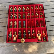 Leute Vintage German Hand Carved and Painted Whimsical Chess Set No Board 