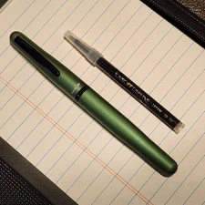 Vintage Tombow Object Rollerball Pen Satin Green USED + Black 05PFINE Refill