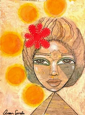 MIXED MEDIA EXPRESSIONISM 15X11 Pyramid Queen Live Fine Art Home Interior Design