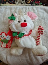 Mouse Puffalump 1987 White Christmas Fisher Price 11  Plush Candy Cane With Tag