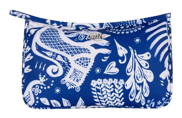 Oilily Colle Cosmetic Bag Kosmetiktasche Mazarine Blue Blau Weiß Neu-image