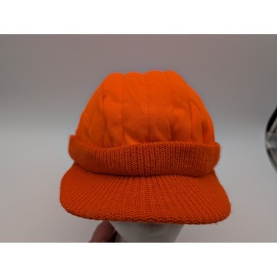 VTG Walls Blizzard Pruf Blaze Orange Quilted Hunting Cap with Knit Ear Warmer OS