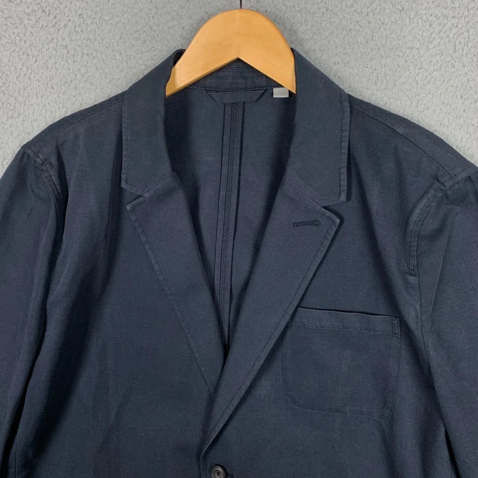 Vince Sport пальто куртка мужская XL темно-синий две пуговицы хлопок льняной неструктурированный блейзер - Изображение 2 из 4