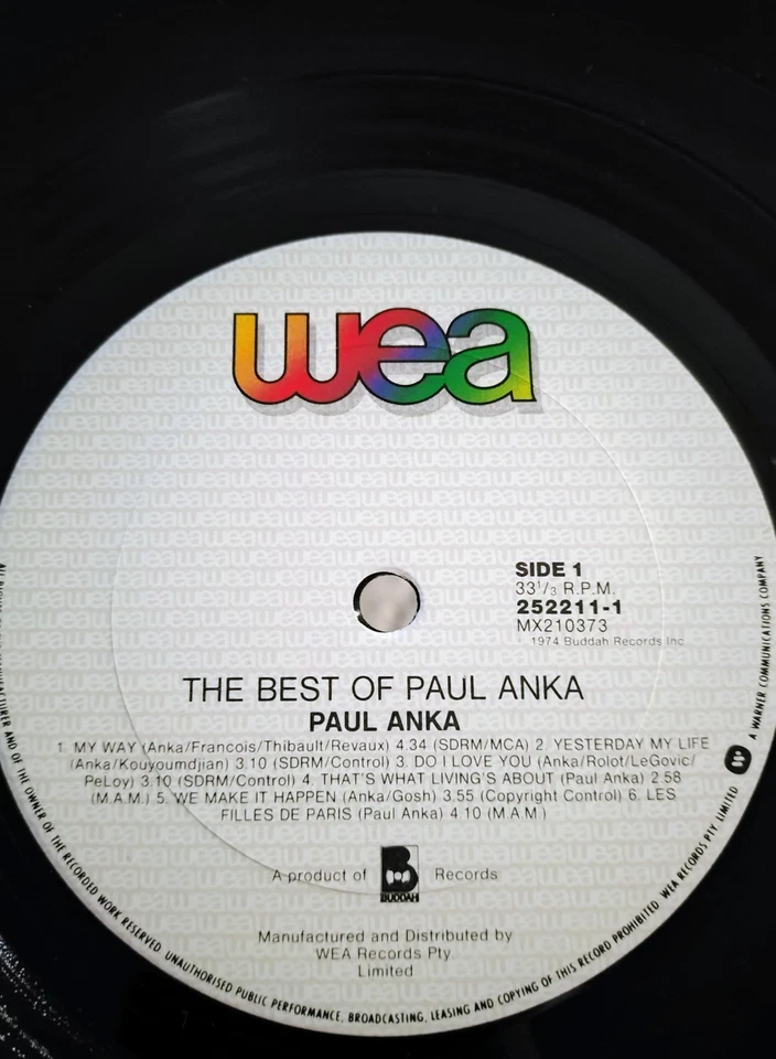 Paul Anka- The Best Of Paul Anka VINYL, LP, Compilation (1985) AUS Release - Image 4 of 4