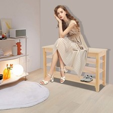 Banco de almacenamiento de zapatos de madera de 3 niveles para el hogar 100x56x30 cm color tronco