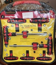 METRIC 7 PC T-HANDLE HEX KEY SET W/ CASE Thick Neck NEW