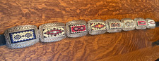 Vintage Set of 8 Beaded Native American Sterling Conchos on 1" Wide Belt